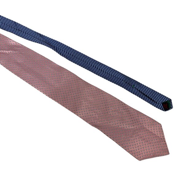 Tommy Hilfiger 100% Silk Ties Pink Geometric and Blue Stripe Patterns - Picture 1 of 5